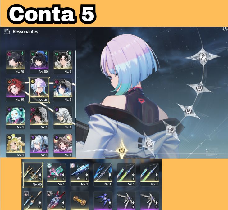 Contas de Wuwa Yangyang Xuanling S3R1, Lynae R1, Hiyuki S1R1 e mais