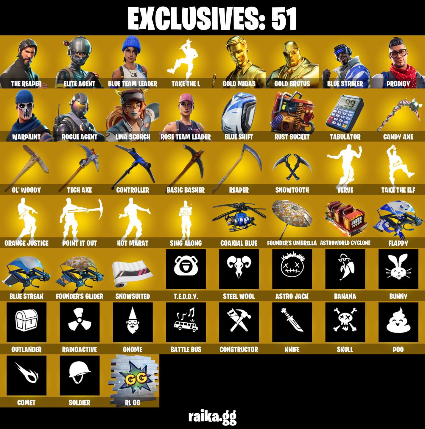 115 skins OG STW Ultimate Edition The Reaper Gold Midas Rogue Agent lara 850 VB
