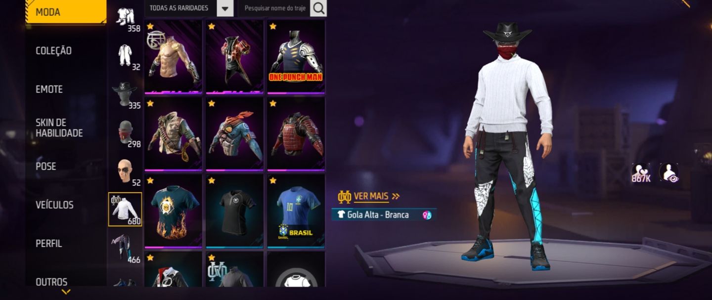 Conta Free Fire com 4, 5 Passe, Ragnarok, Angelical, One Punch Man + Prime 8