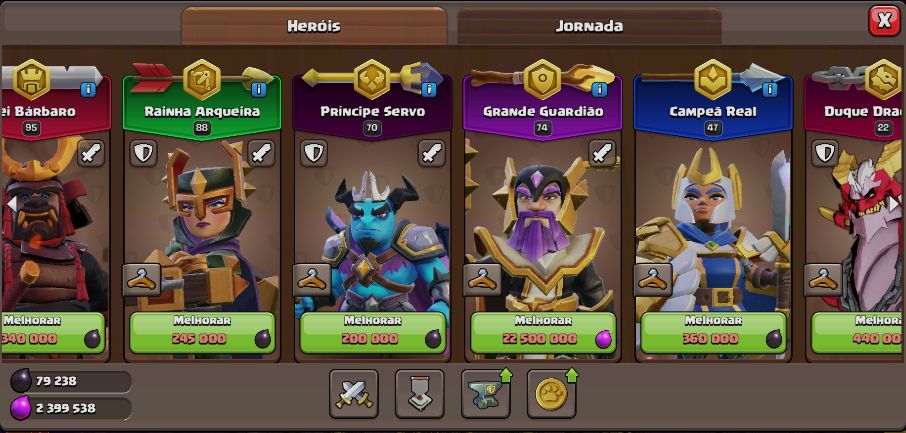Clash of Clans CV18 muito bem upado - skins raras de heróis TKG