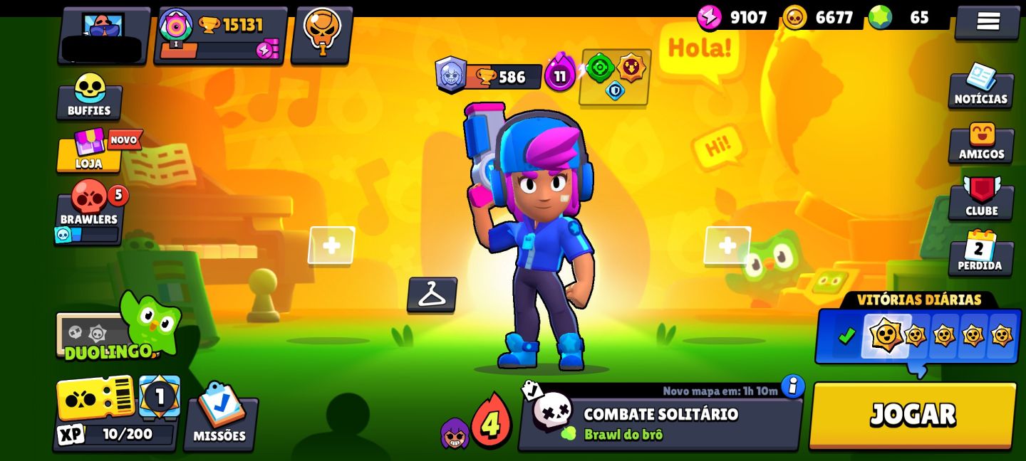 CONTA BRAWL STARS COM SHELLY ESTELAR+CLASH ROYALE