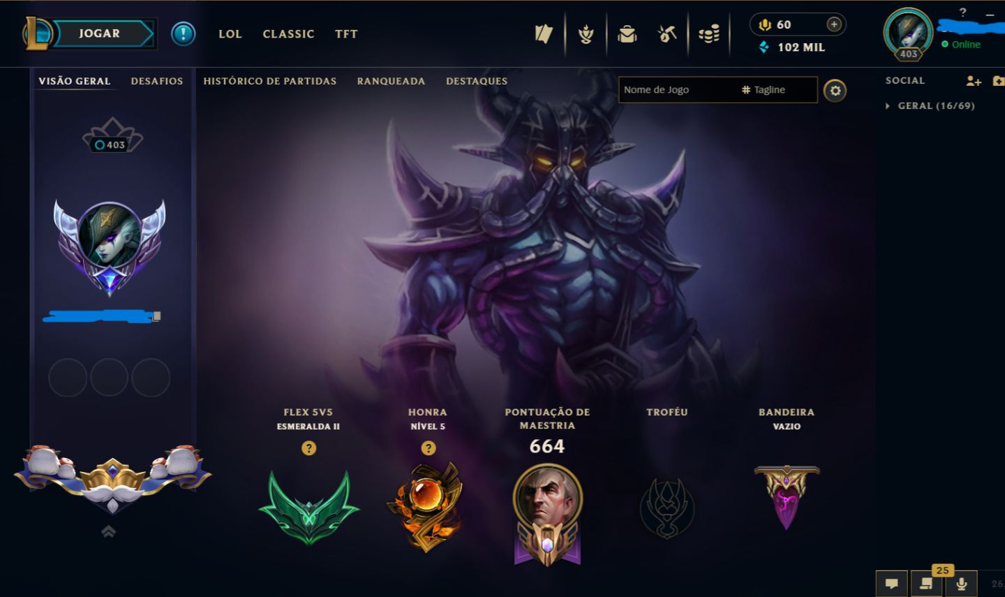 Conta rara LOL mono Kayn + detalhes descrição