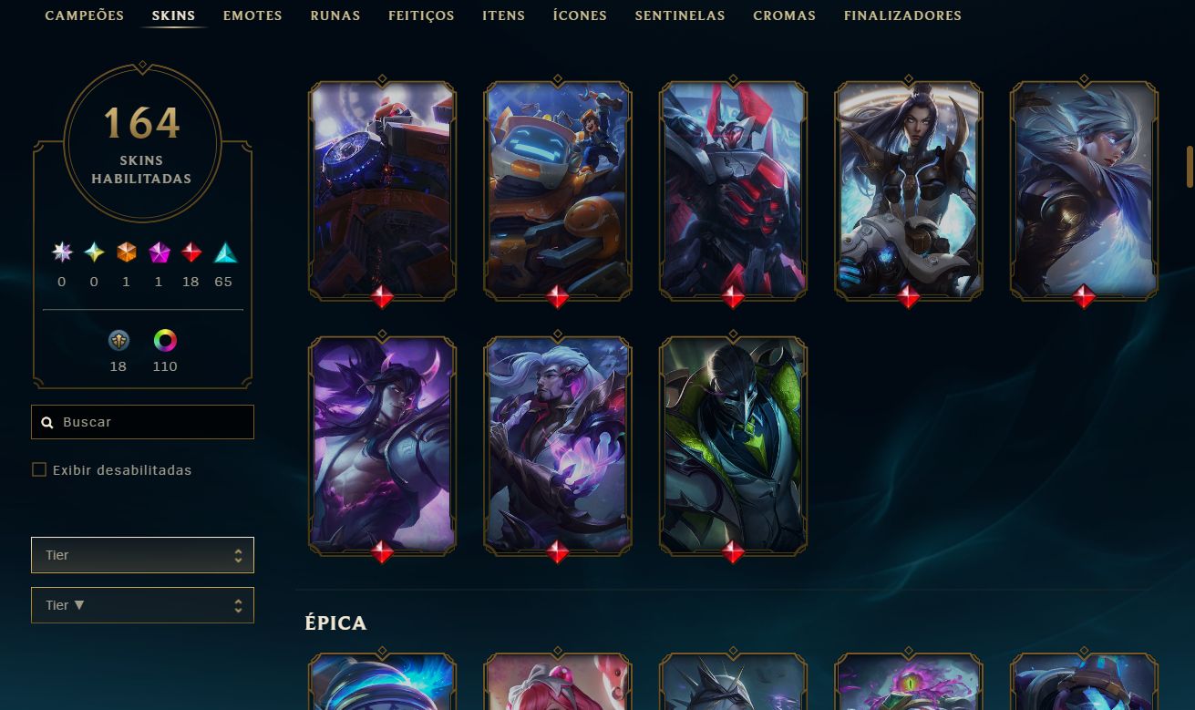 CONTA DIAMANTE LOL MONO DRAVEN - 13 SKINS DRAVEN - 184 SKINS 66% WR 2KK MAESTRIA