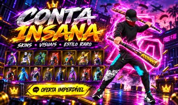 CONTA FREE FIRE INSANA! MUITAS SKINS, RARIDADES E COLEÇÃO BRABA!