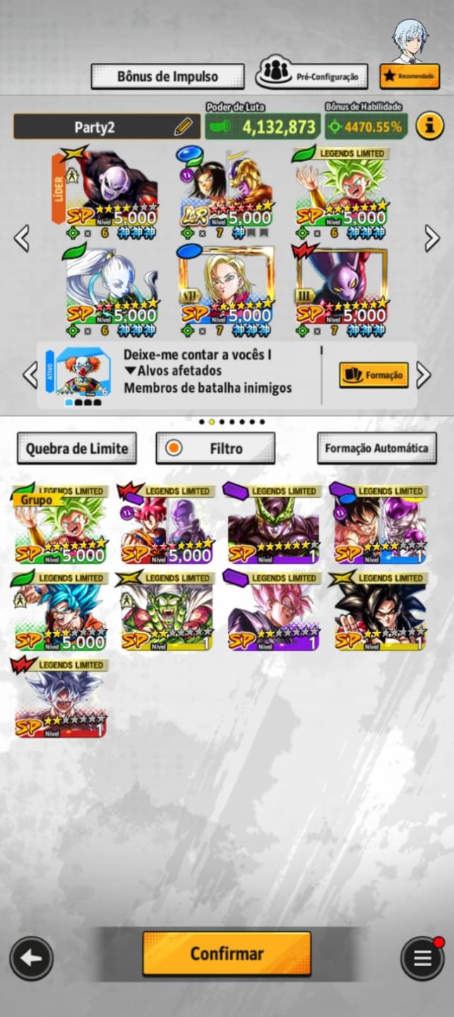 Conta Dragon Ball Legends - Personagens META