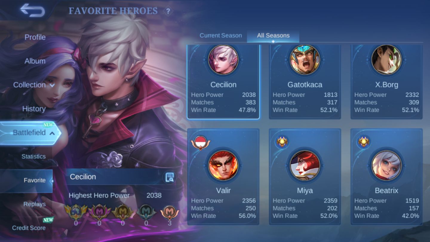 Conta Mobile Legends / VALENTINE Claude / P.ACE Fanny /SPONGEBOB Cyclops