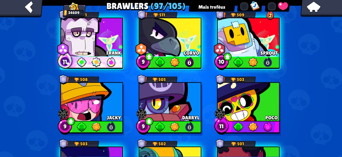 BRAWL STARS | 34K TROFÉUS | 97 BRAWLERS | 231 SKINS | CONTA COMPLETA