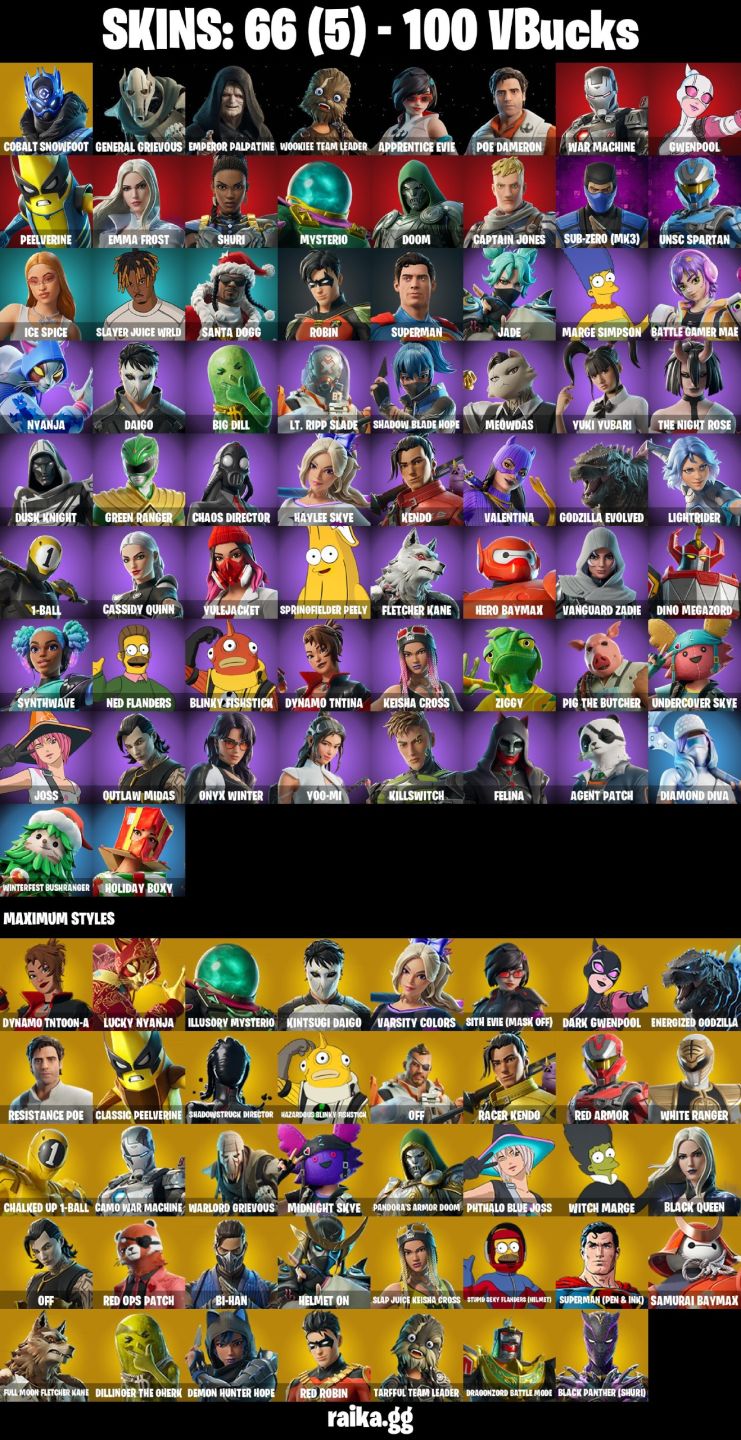 CONTA FORTNITE COM 66 SKINS COBALT/DOOM/SUBZERO/POE DAMERON/WAR MACHINE