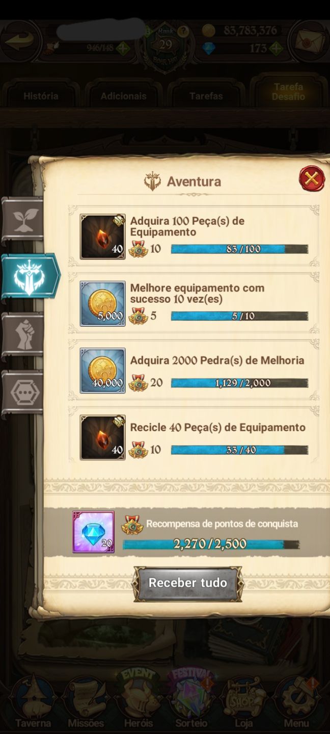 Conta nova de 7ds nivel 29 com novo personagems Odin Superpoderoso!!!