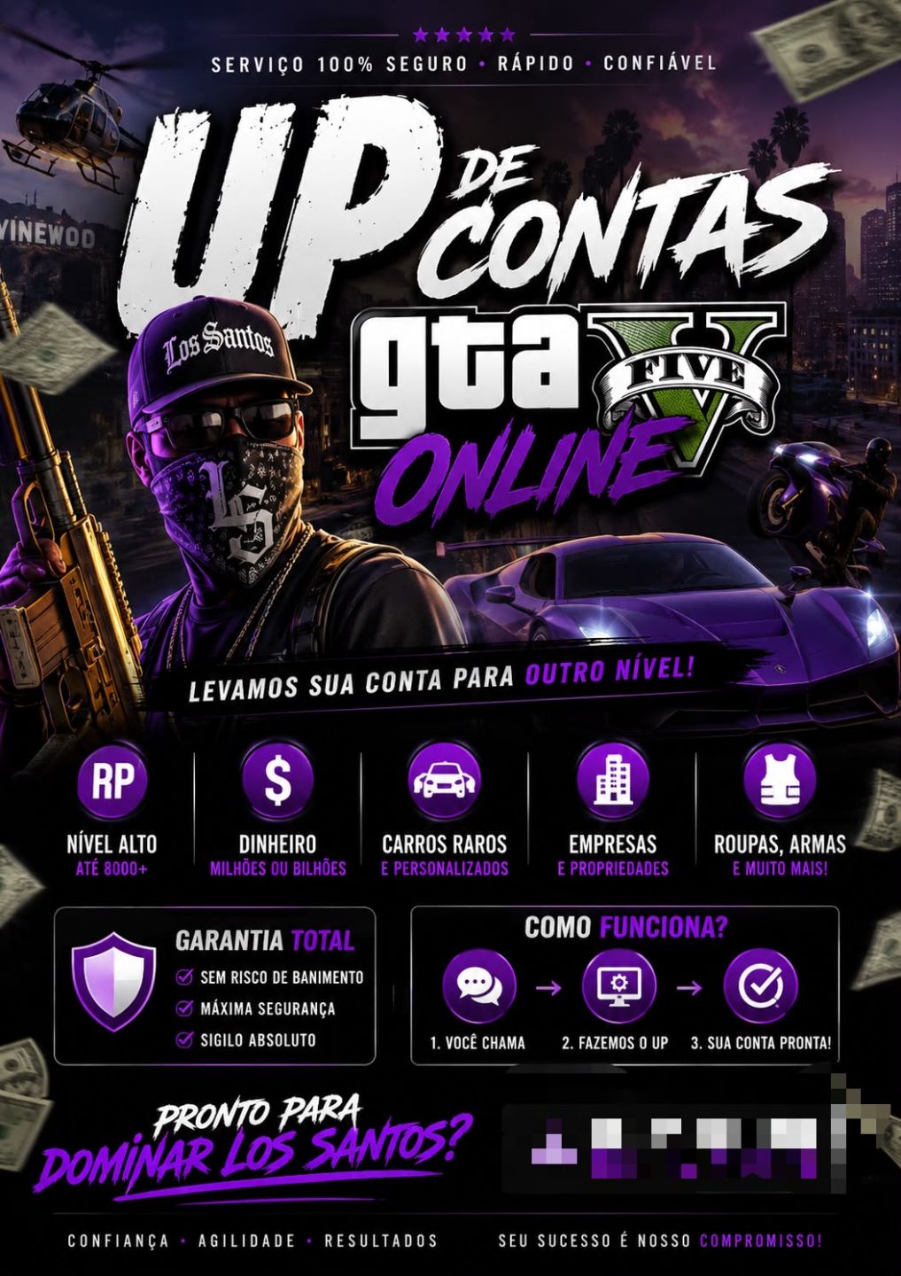 GTA 5 Online | UP de Contas, Dinheiro, Níveis e Serviços Premium