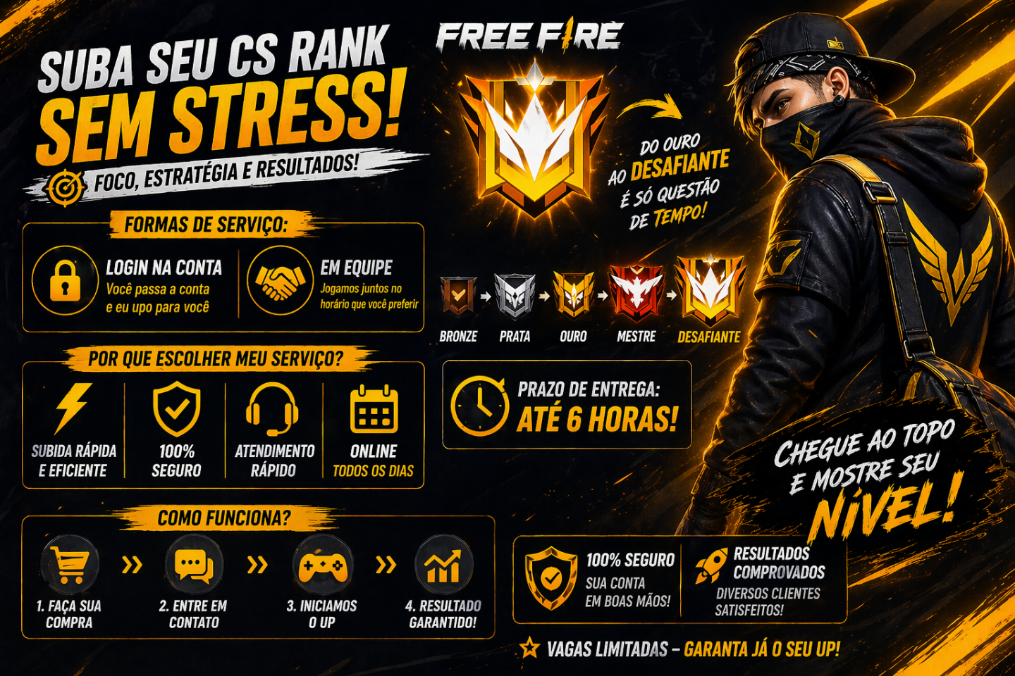 UP DE PONTOS CS RANK FREE FIRE / ENTREGAR RÁPIDA