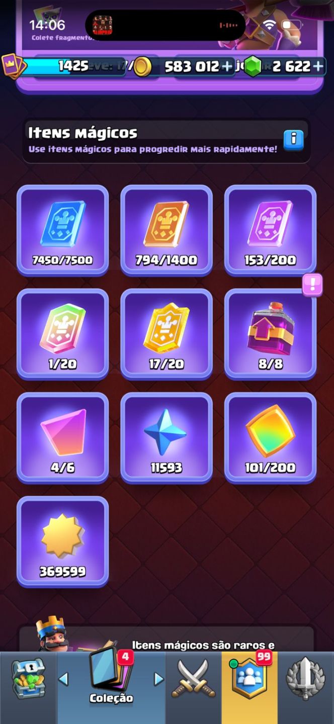 CONTA CLASH ROYALE, 14000 TROFEUS, 17 EVOLUÇÕES, 9 CARTAS ELITE(16) REI16 9 ANOS
