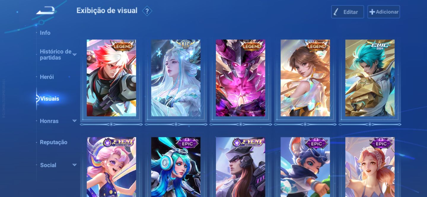 Conta Hok Nobreza 7 com 296 skins 16 Selos lendários