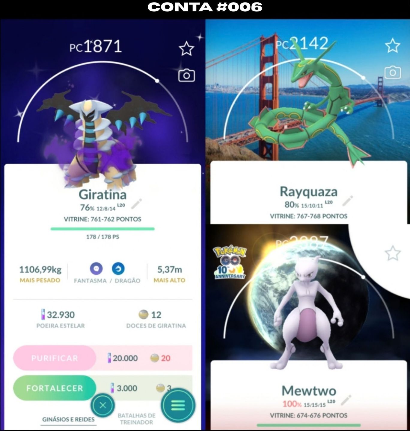 [ENTREGA AUTOMÁTICA] CONTAS PREMIUM LENDARIOS SHINY MEWTWO E MAIS - POKEMON GO