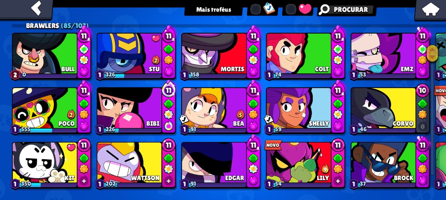 CONTA BRAWL STARS 46K TROFÉUS - 85 BRAWLERS + PRESTÍGIO 25
