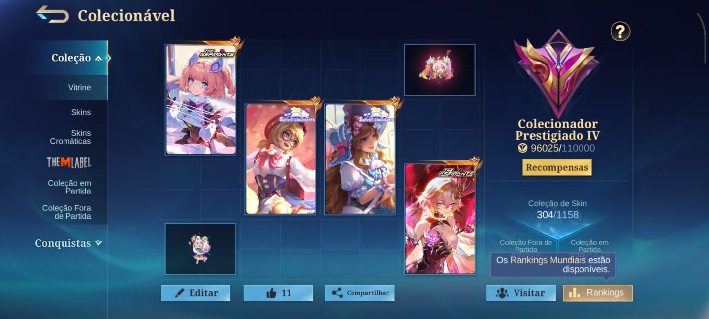 Conta com mais de 300 skins