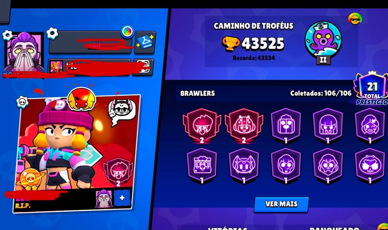 Conta BrawlStars ENDGAME - 50 LVL 11 - 300 SKINS - FULL BUFFIES - Passe Ativo