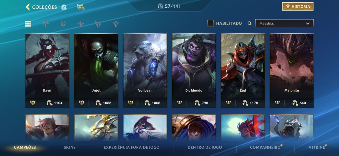 Conta wild rift com skin de passes, skin lendaria e miito mais