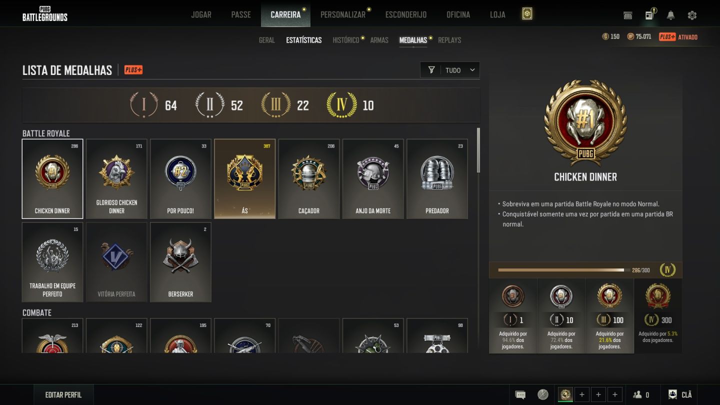 Conta PUBG Mestre | 4+ Skins Progressivas + 2600h Steam lvl 60