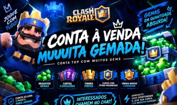 Conta de Clash Royale, level 15, 10k troféu, 9 anos de jogo, mega gemada