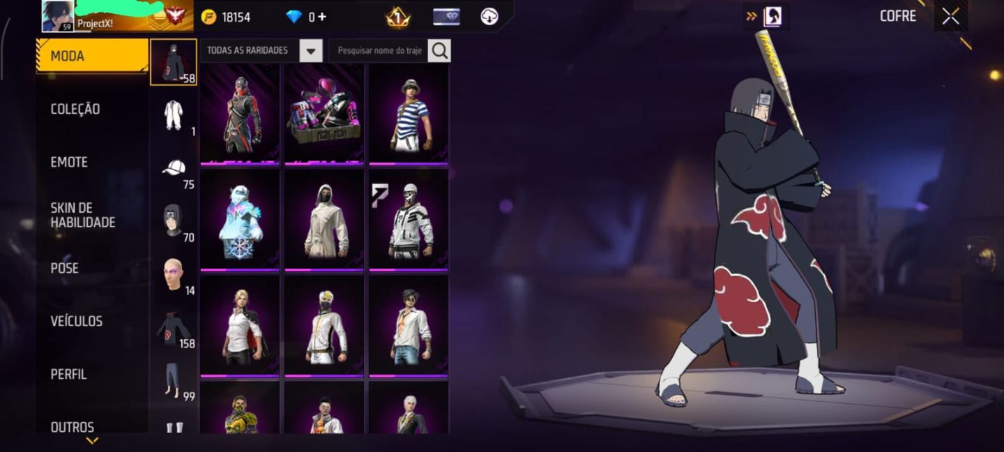 CONTA DE FREE FIRE COM VARIOS CONJUNTOS