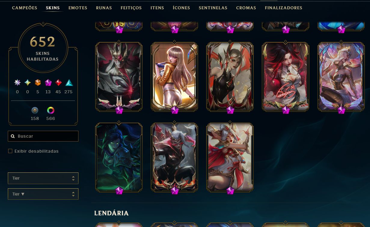Conta de lol 2013 main sup, com skins de adcs e mid tbm o