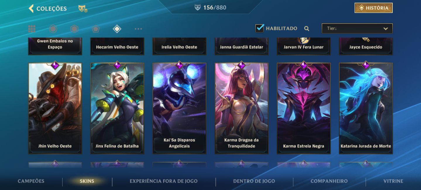 Conta wild Rift focada em mid/sup com grande coleção da campeã Lux