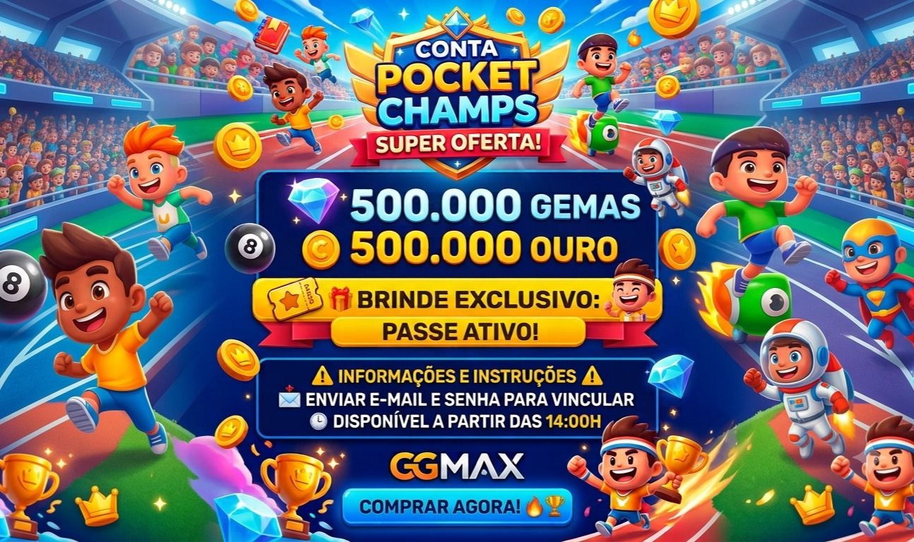 CONTAS POCKET CHAMPS | 500K GEMAS + 500K OURO + PASSE ATIVO!