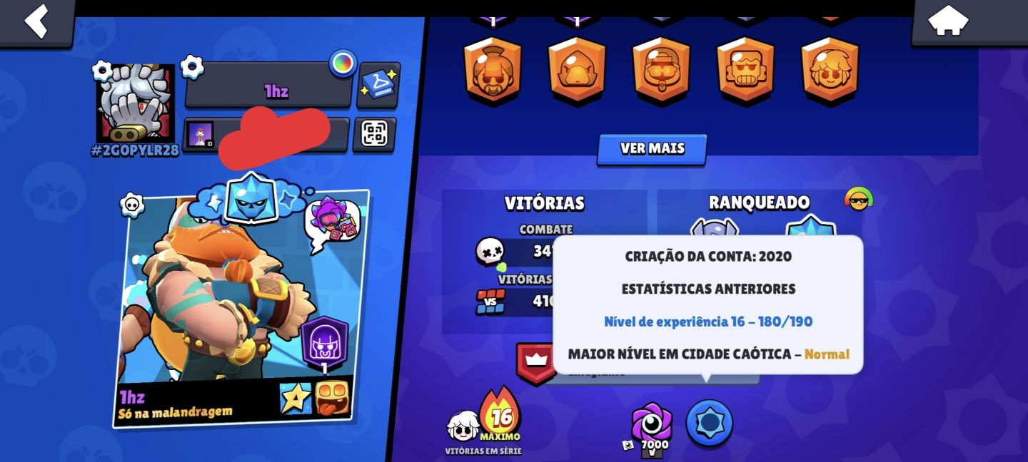 CONTA BRAWL STARS 2020 8.526 TROFÉUS Conta antiga, criada em 2020