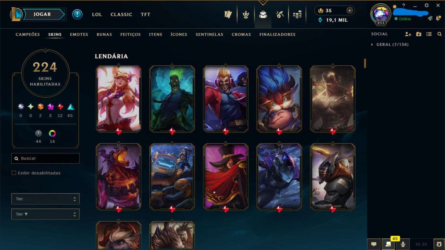Conta com skins raras