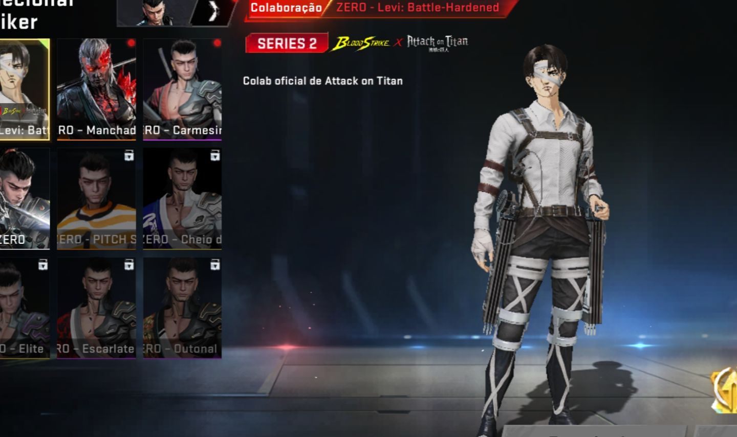 Conta de blood strike com levi segunda parceria e mikasa da primeira parceria