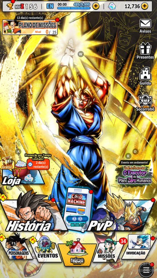 Dragon ball legends, Legend Super Vegeto 14 estrelas + 12K de Cristais (android)