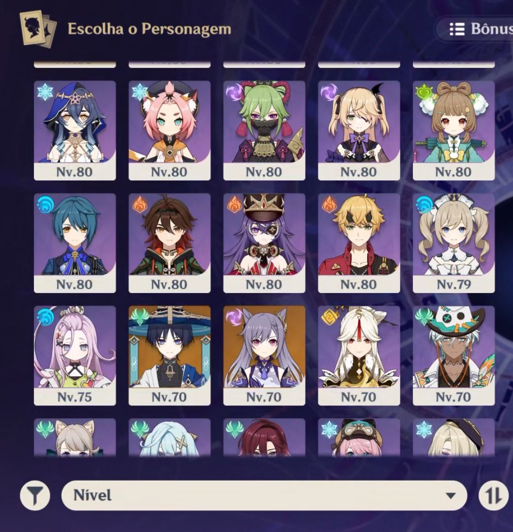 CONTA Genshin ENDGAME AR60 Com mais de 20 personagem