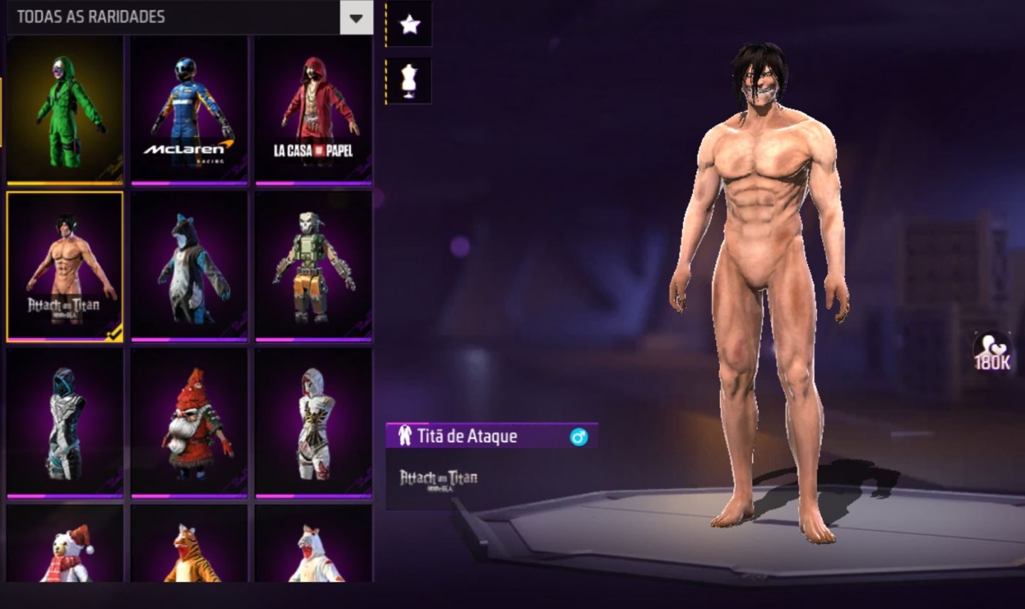 Conta de Free Fire com ID raro e várias skins raras