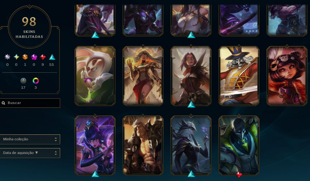 CONTA DE LOL COM MAIS DE 500 REIAS GASTOS 100, 98 SKINS! PROMOÇÃOOO!!!!