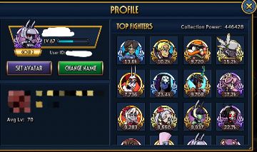 CONTA SKULLGIRLS LVL67 COM MUITOS DIAMANTES