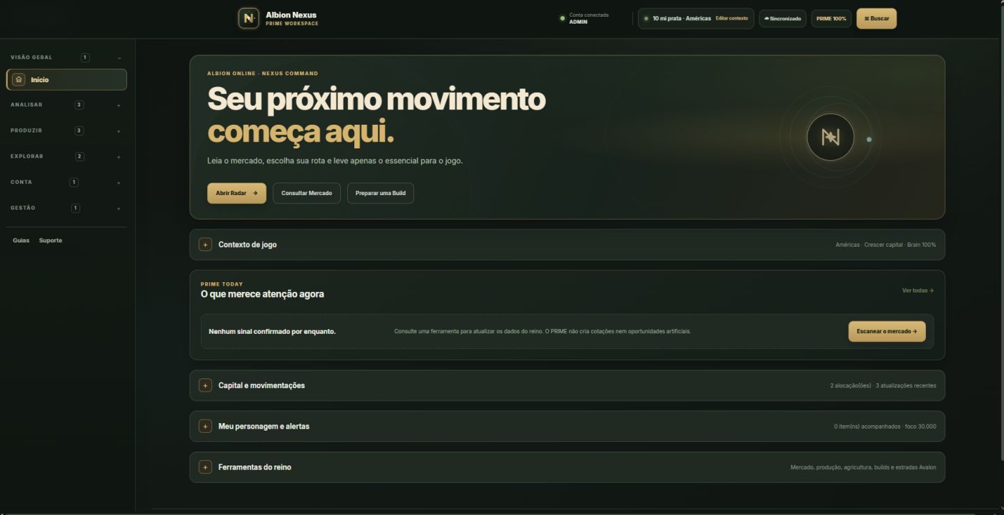 Albion Nexus PRIME | Mercado, Craft, Refino e Radar | 30 dias