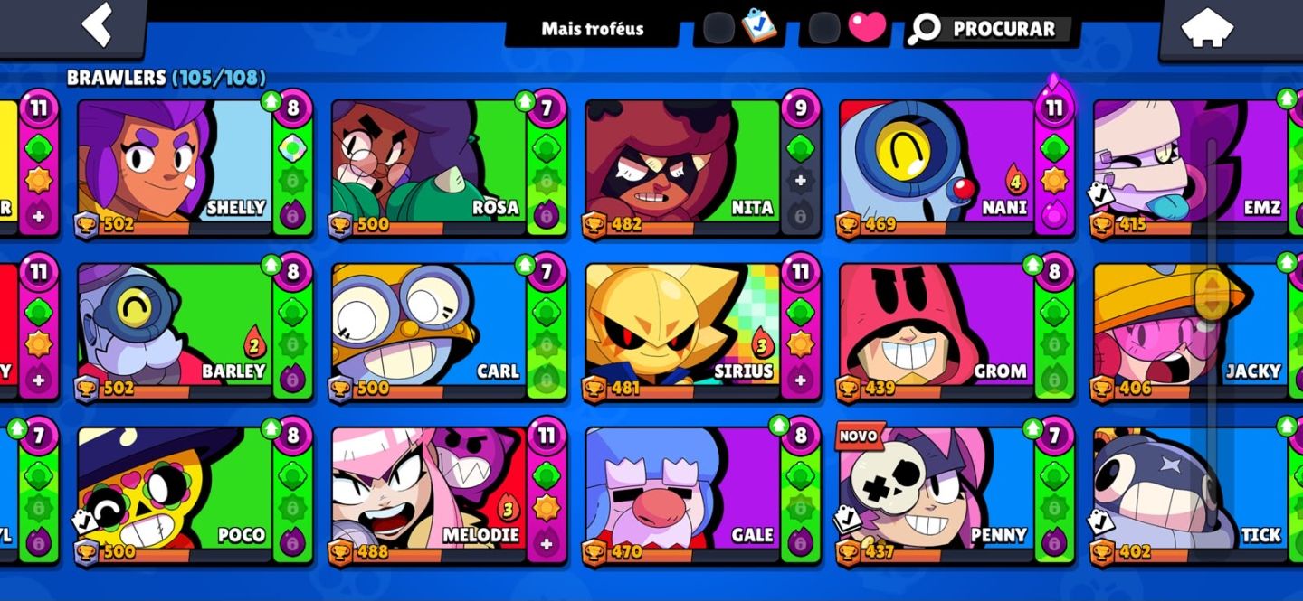 Brawl Stars | 105 Brawlers | 52.252 Troféus | Skins Raras | Faltam 3 para Full!