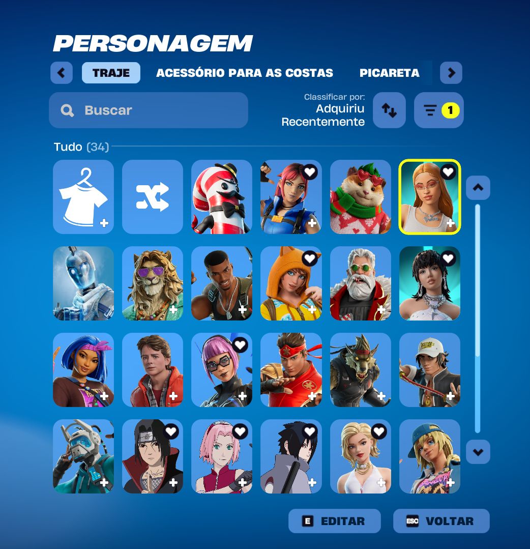 Conta Fortnite | 34 Skins | Naruto + Ice Spice | Candy Axe + Carros