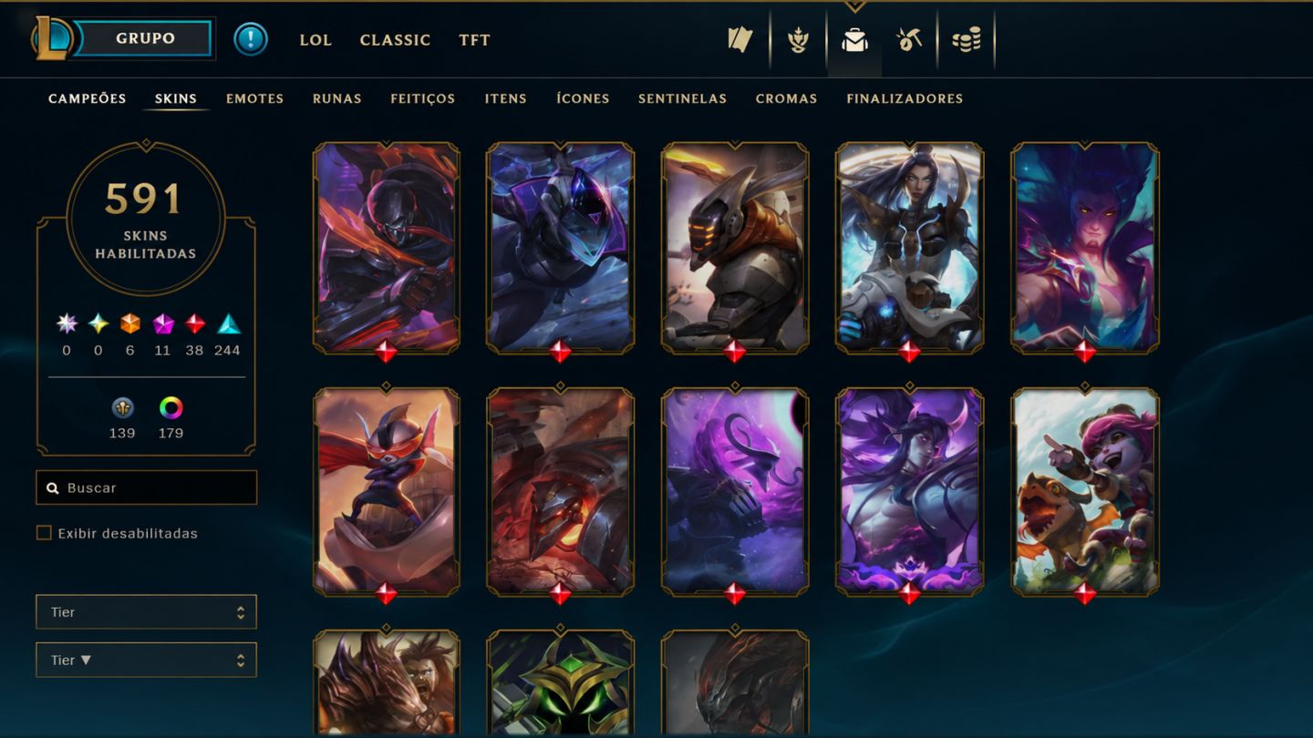 CONTA LOL BR | 591 SKINS | 6 ULTIMATE | 11 MÍTICAS | 38 LENDÁRIAS | 139 LEGADO