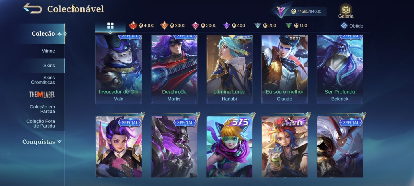 [PROMOÇÃO] Conta MLBB 260 Skins | Granger Prime + Minato + KOF + Transformers