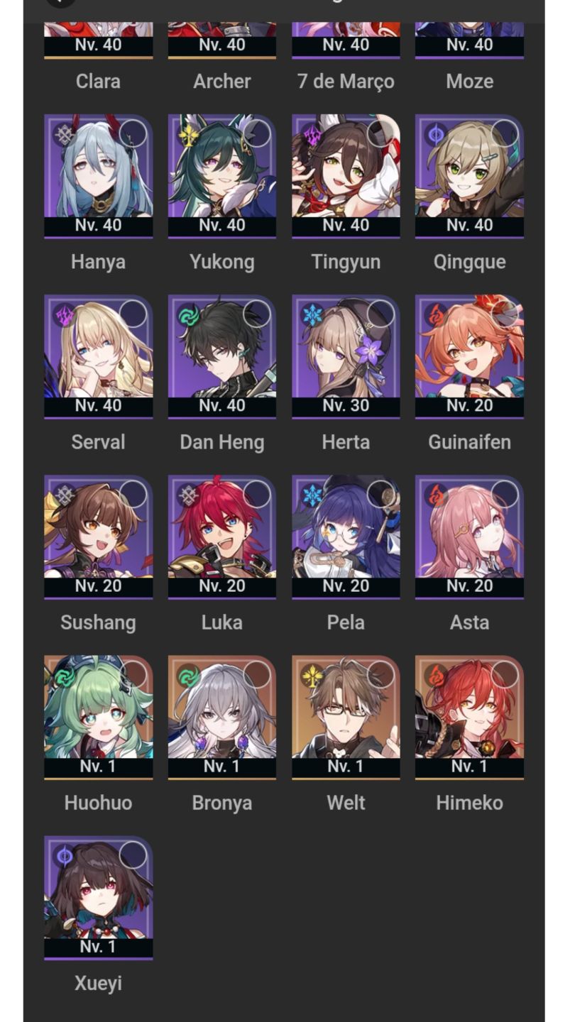 CONTA GENSHIN E HONKAI MID/END GAME