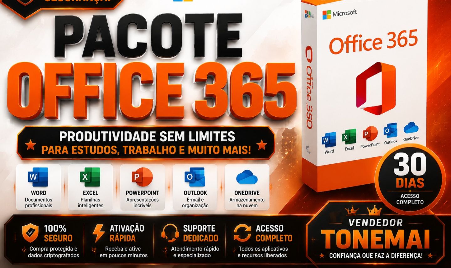 Conta Microsoft Office 365 Pro Plus | 30D | Licença Original