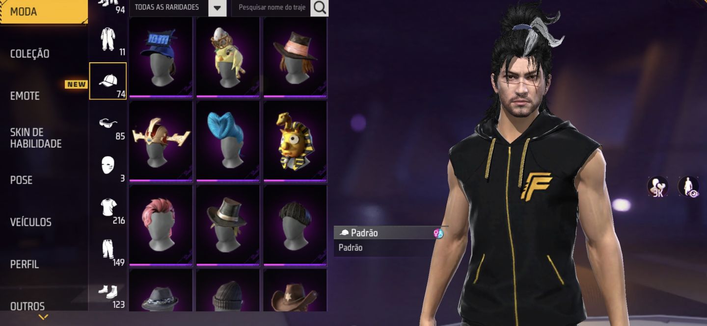 Conta de Free Fire antiga rara com itens raros