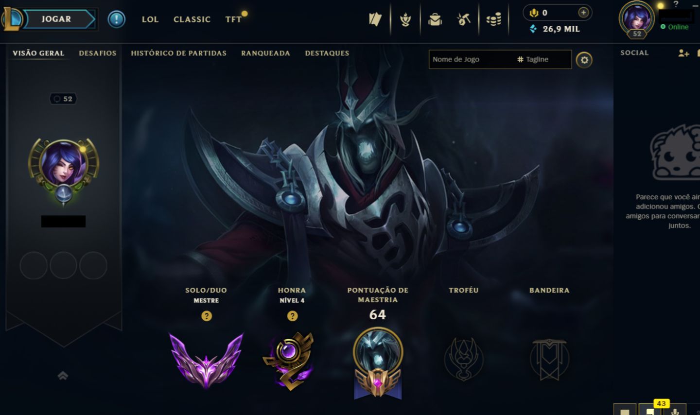 CONTA MESTRE LOL 62% WINRATE (SEM RANK ANTERIOR)