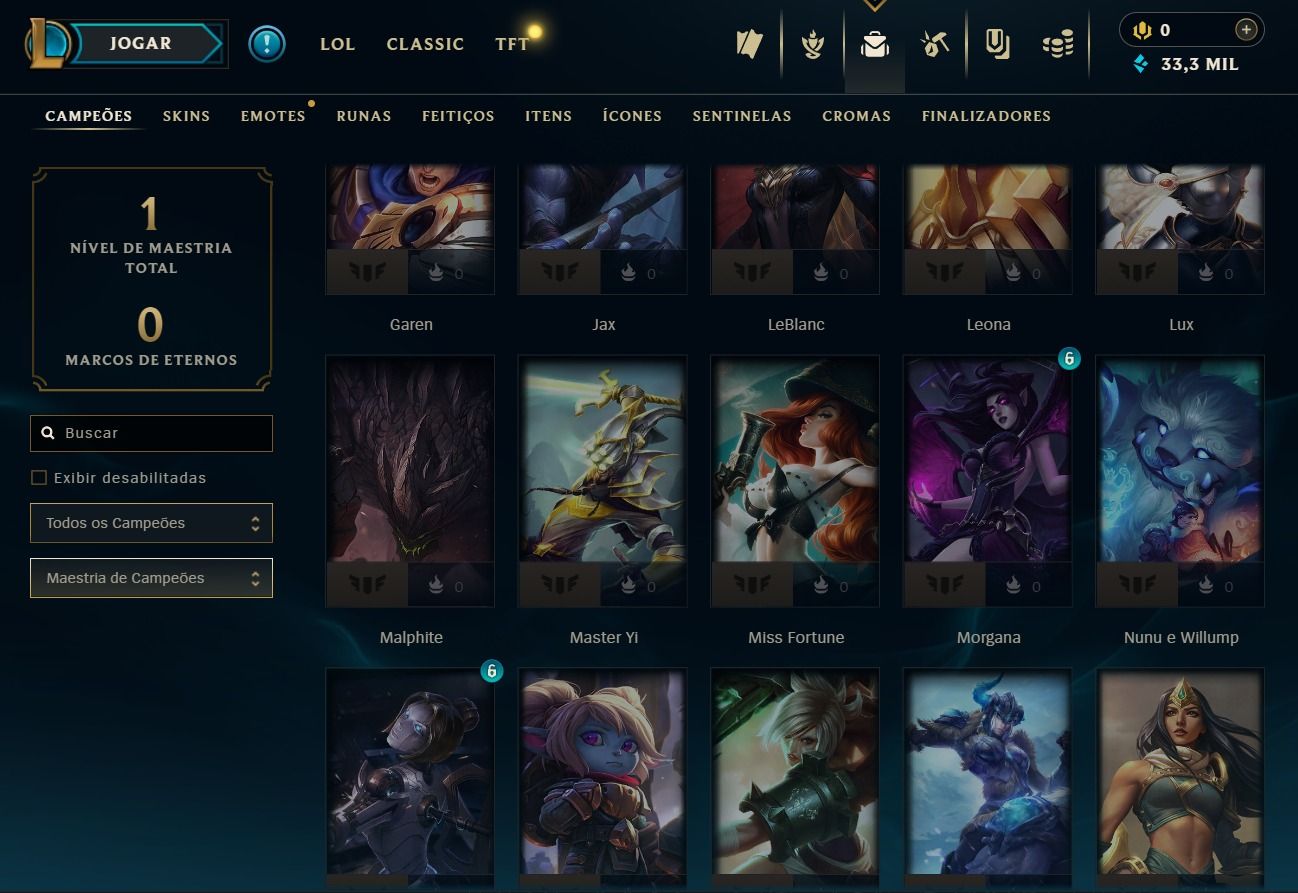 Conta Upada a Mão - 41 Skins - Lvl 30 - 35 Campeões - 33K de Ea - Skins no Baú