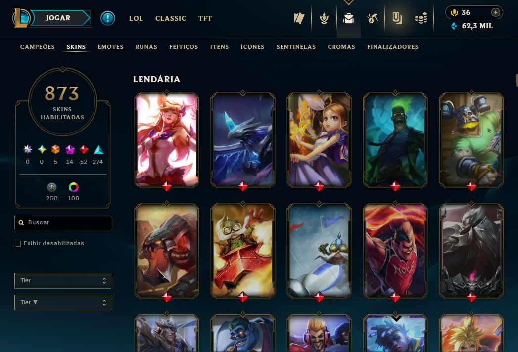 Conta Lol de 2011 com Kayle Juiza / 873 Skins / Nivel 497 / 321 Icones