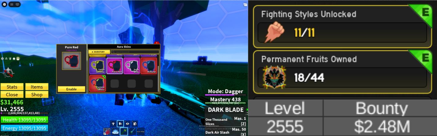 Melhor Conta de Blox fruits com 18 Permanentes, Dought, tiger, Control. Gamepass