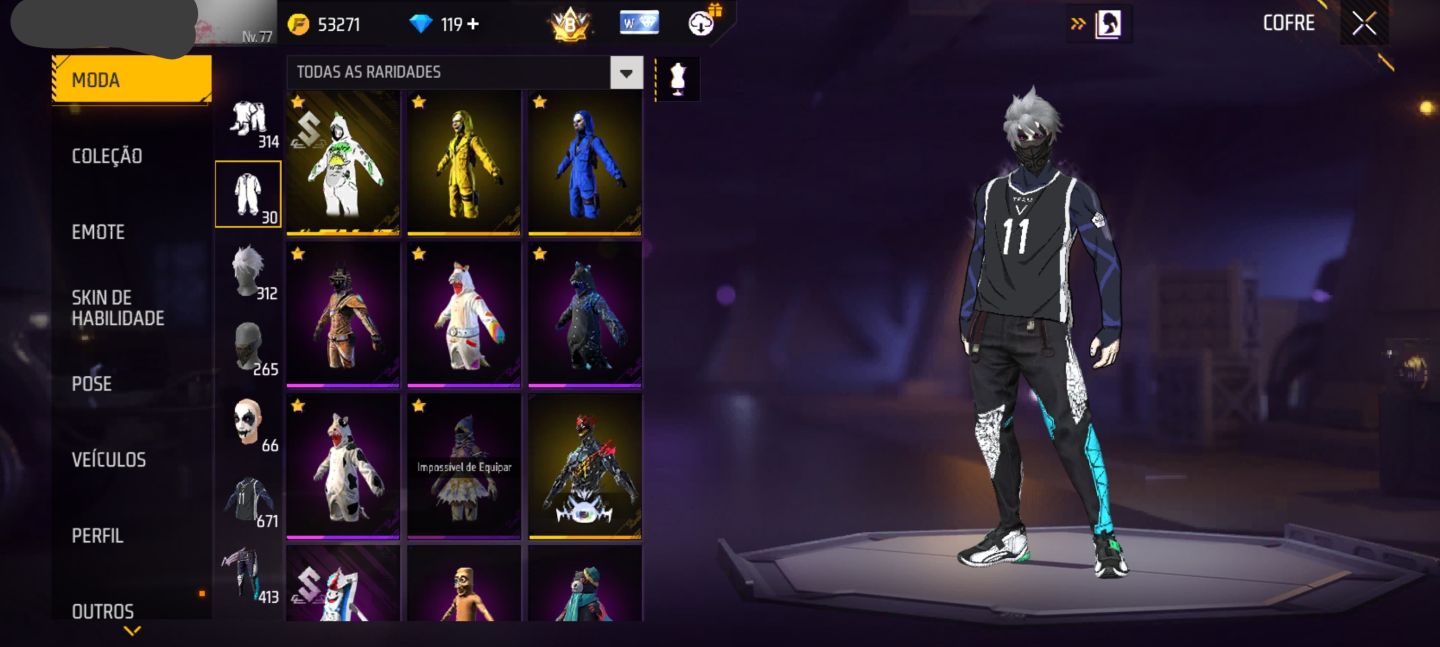 CONTA DE FREE FIRE PRIME 8 (MUITAS ATRIBUTADAS)
