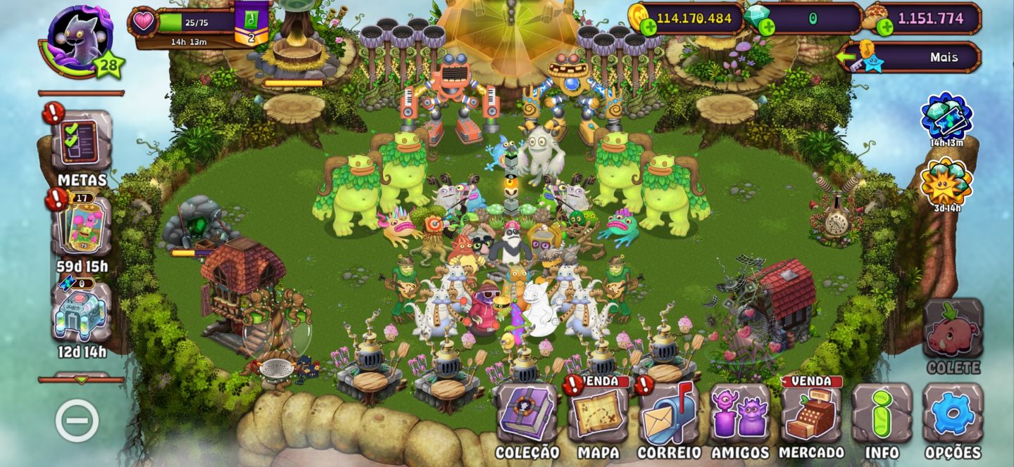 My Singing Monsters | Conta Nível 28 | Ilha Planta Quase Completa | 120M Moedas
